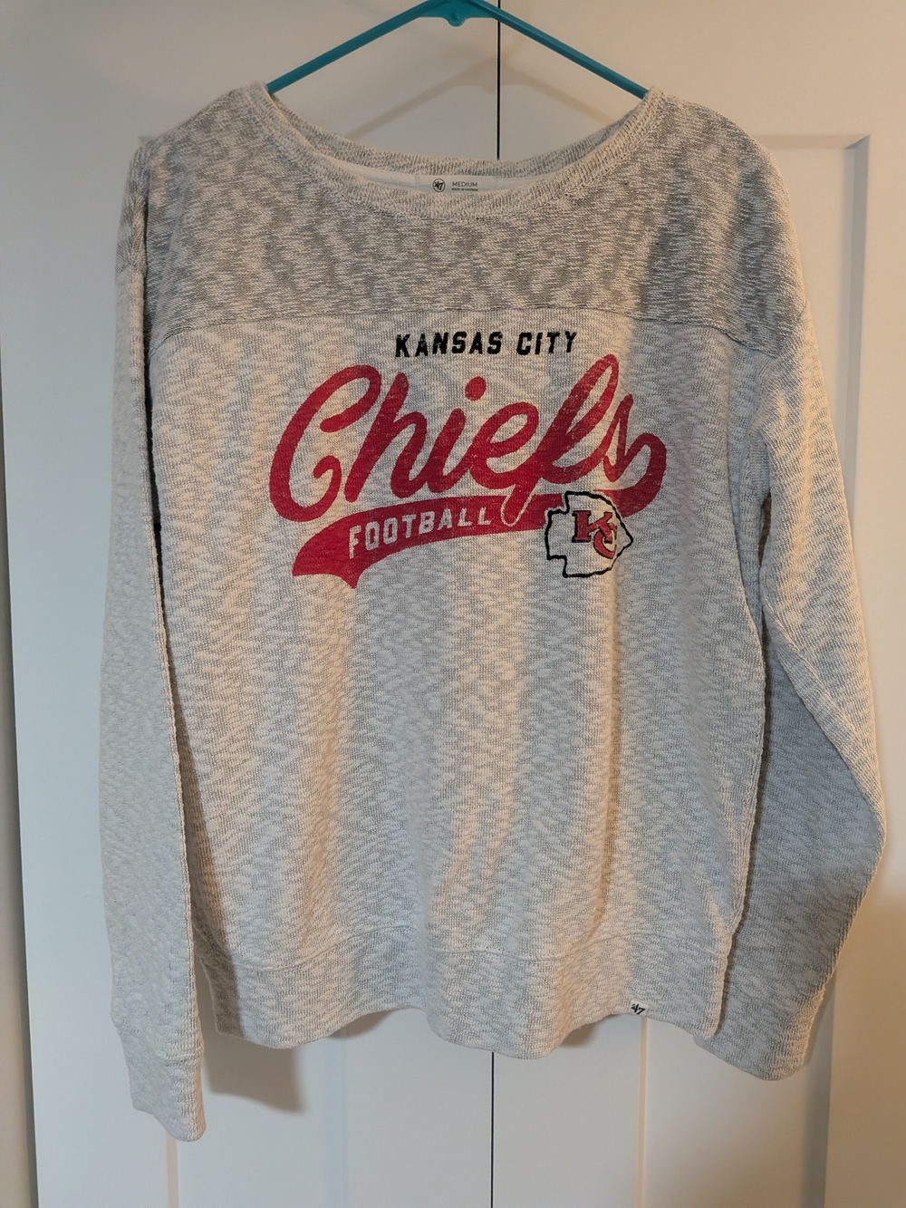 47 Brand Kansas City Chiefs Football Long Sleeve Sweater Size M Retro Look